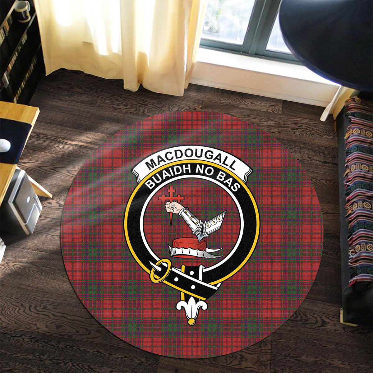 MacDougall (McDougall) Tartan Round Rug with Family Crest Premium Round Rug - Tartan Vibes Clothing