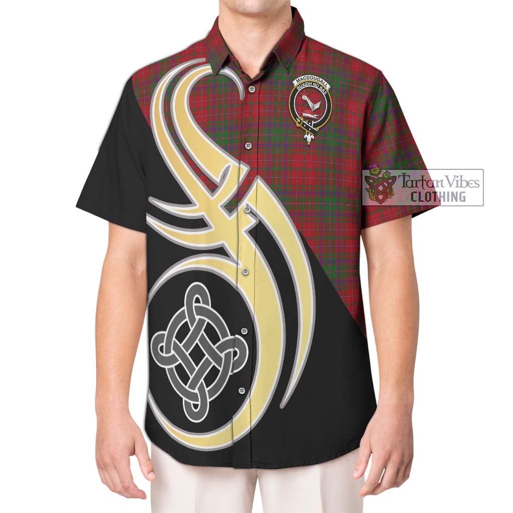 MacDougall (McDougall) Tartan Short Sleeve Button Shirt with Family Crest and Celtic Symbol Style Kid - Tartan Vibes Clothing