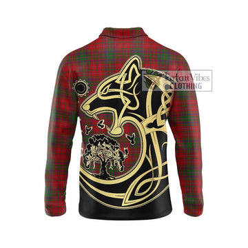 MacDougall (McDougall) Tartan Long Sleeve Polo Shirt with Family Crest Celtic Wolf Style