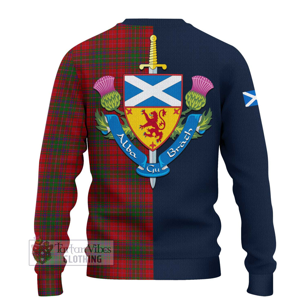 Tartan Vibes Clothing MacDougall Tartan Knitted Sweater with Scottish Lion Royal Arm Half Style