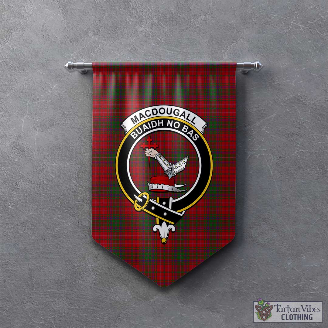 Tartan Vibes Clothing MacDougall Tartan Gonfalon, Tartan Banner with Family Crest