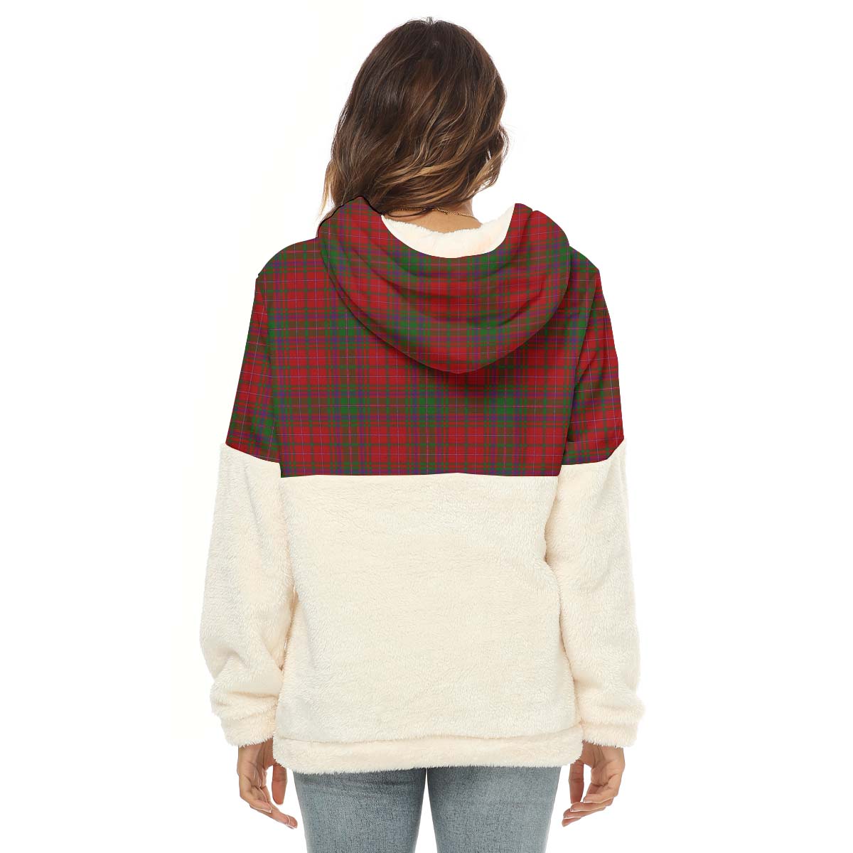 MacDougall (McDougall) Tartan Women's Borg Fleece Hoodie With Half Zip with Family Crest - Tartan Vibes Clothing