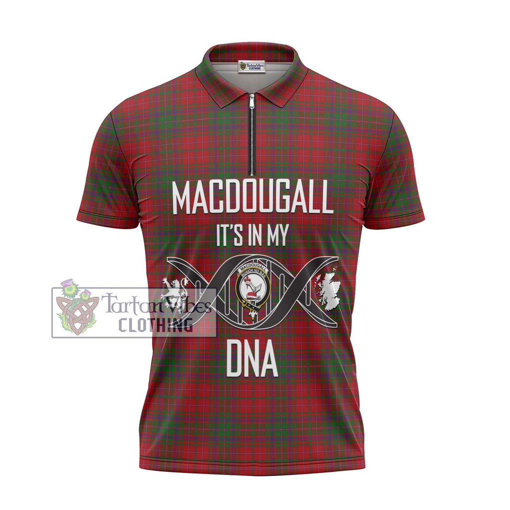 MacDougall (McDougall) Tartan Zipper Polo Shirt with Family Crest DNA In Me Style - Tartanvibesclothing Shop