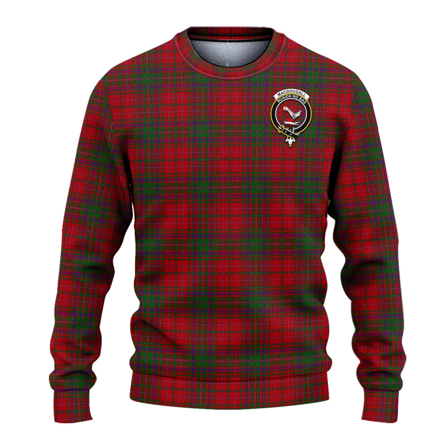 MacDougall Tartan Knitted Sweater with Family Crest - Tartanvibesclothing