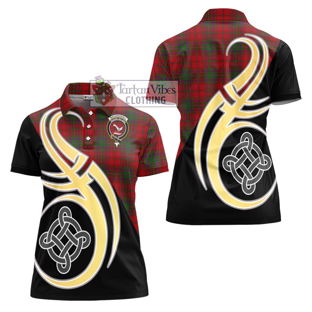 MacDougall (McDougall) Tartan Women's Polo Shirt with Family Crest and Celtic Symbol Style - Tartan Vibes Clothing