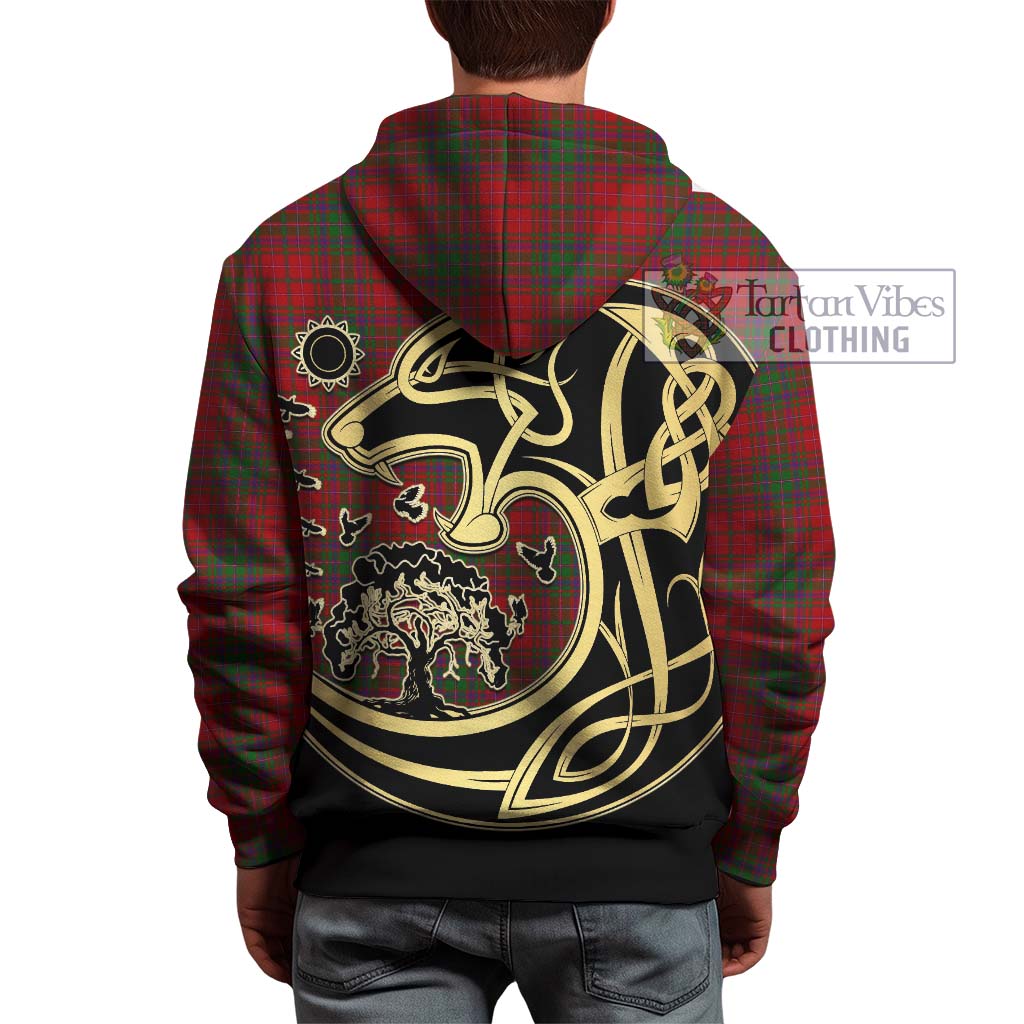 Tartan Vibes Clothing MacDougall Tartan Hoodie with Family Crest Celtic Wolf Style