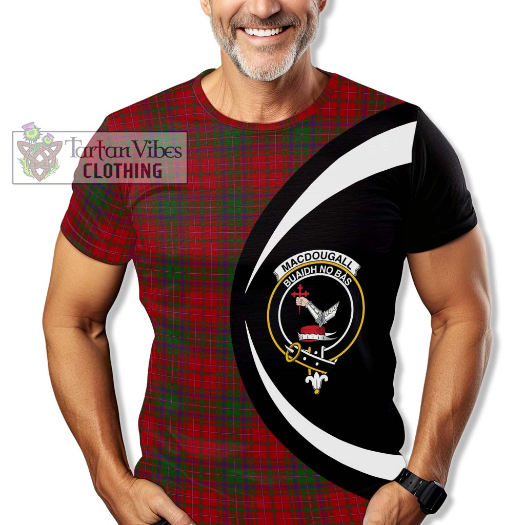 Tartan Vibes Clothing MacDougall Tartan T-Shirt with Family Crest Circle Style