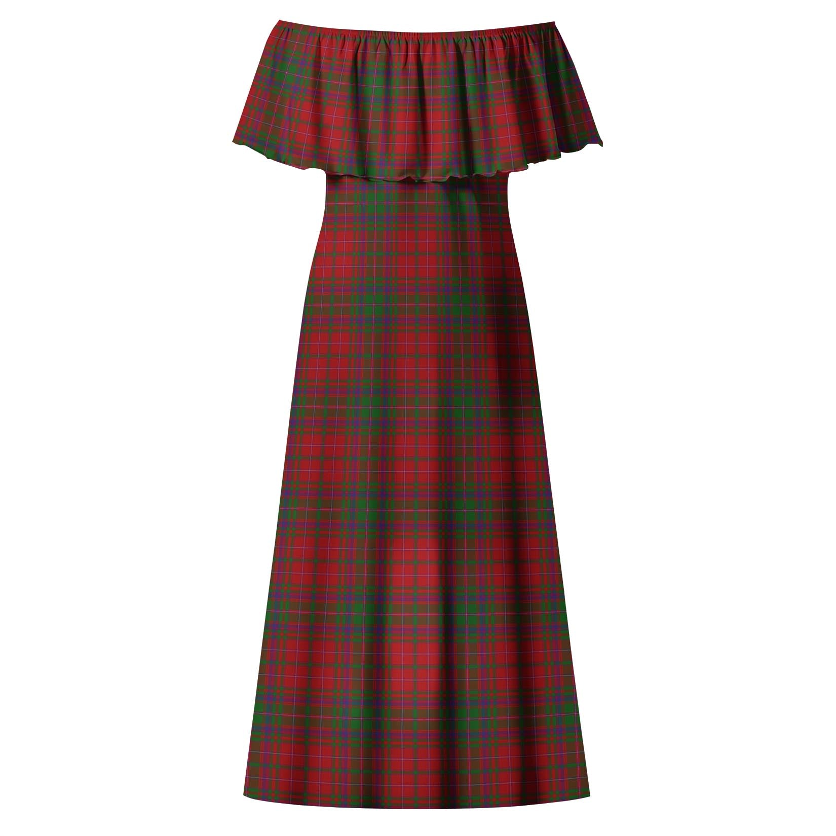 MacDougall Tartan Off Shoulder Long Dress - Tartanvibesclothing