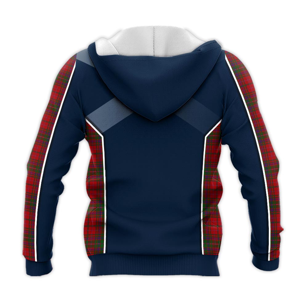 Tartan Vibes Clothing MacDougall Tartan Knitted Hoodie with Family Crest and Scottish Thistle Vibes Sport Style