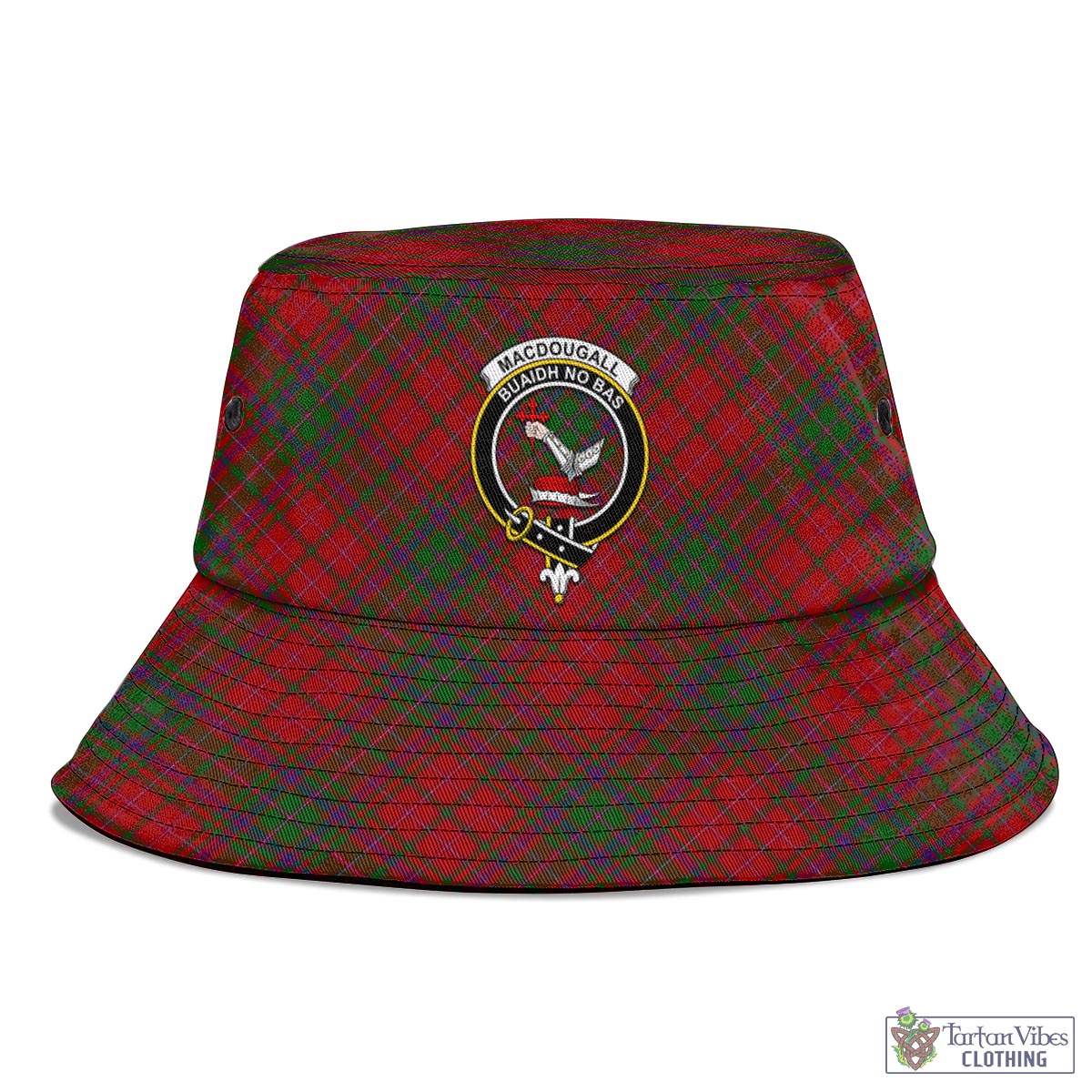 Tartan Vibes Clothing MacDougall Tartan Bucket Hat with Family Crest