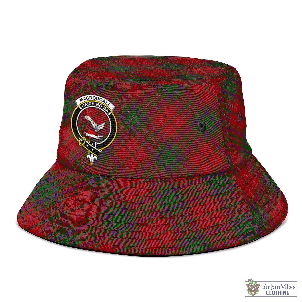 Tartan Vibes Clothing MacDougall Tartan Bucket Hat with Family Crest