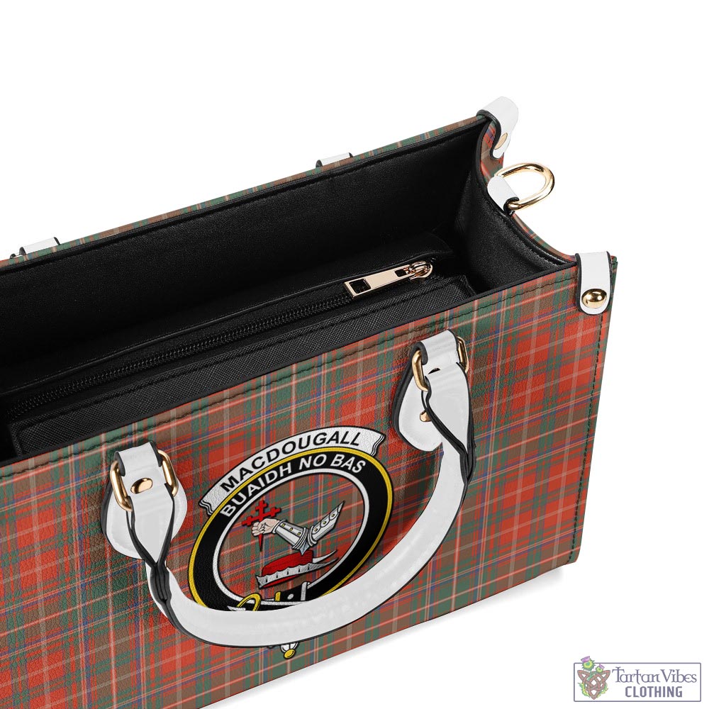 Tartan Vibes Clothing MacDougall Ancient Tartan Luxury Leather Handbags with Family Crest