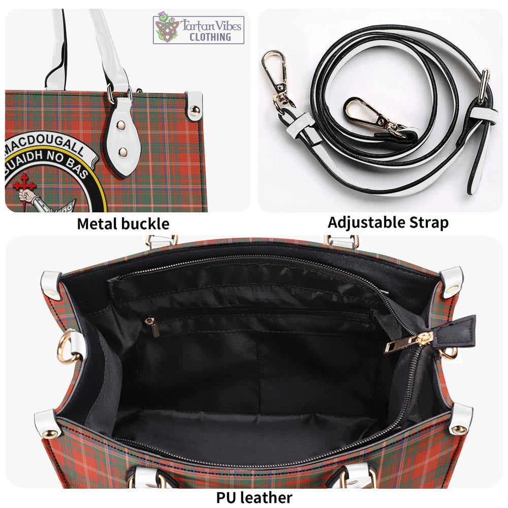 Tartan Vibes Clothing MacDougall Ancient Tartan Luxury Leather Handbags with Family Crest