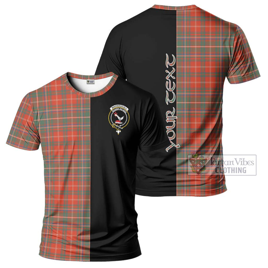 MacDougall Ancient Tartan T-Shirt with Family Crest and Half Of Me Style Kid's Shirt - Tartanvibesclothing Shop