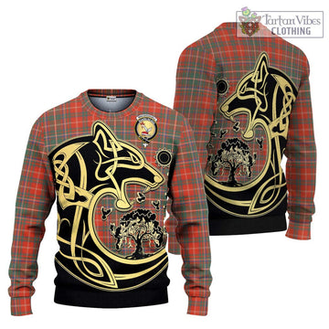 MacDougall Ancient Tartan Ugly Sweater with Family Crest Celtic Wolf Style