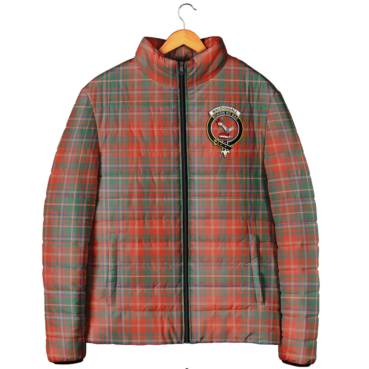 MacDougall Ancient Tartan Padded Jacket with Family Crest Men's Padded Jacket - Tartan Vibes Clothing