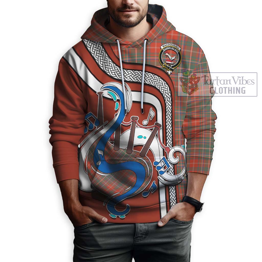 Tartan Vibes Clothing MacDougall Ancient Tartan Hoodie with Epic Bagpipe Style