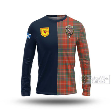 MacDougall Ancient Tartan Long Sleeve T-Shirt Alba with Scottish Lion Royal Arm Half Style