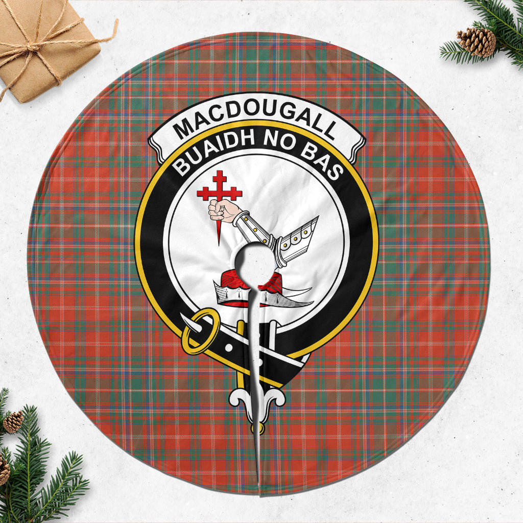 MacDougall Ancient Tartan Christmas Tree Skirt with Family Crest - Tartanvibesclothing