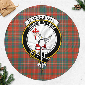 MacDougall Ancient Tartan Christmas Tree Skirt with Family Crest