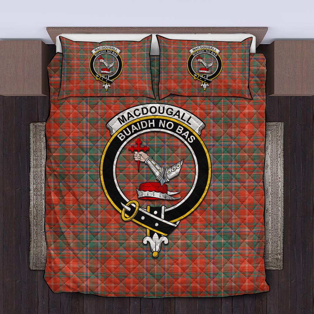 MacDougall Ancient Tartan Quilt Bed Set with Family Crest Twin - Tartan Vibes Clothing