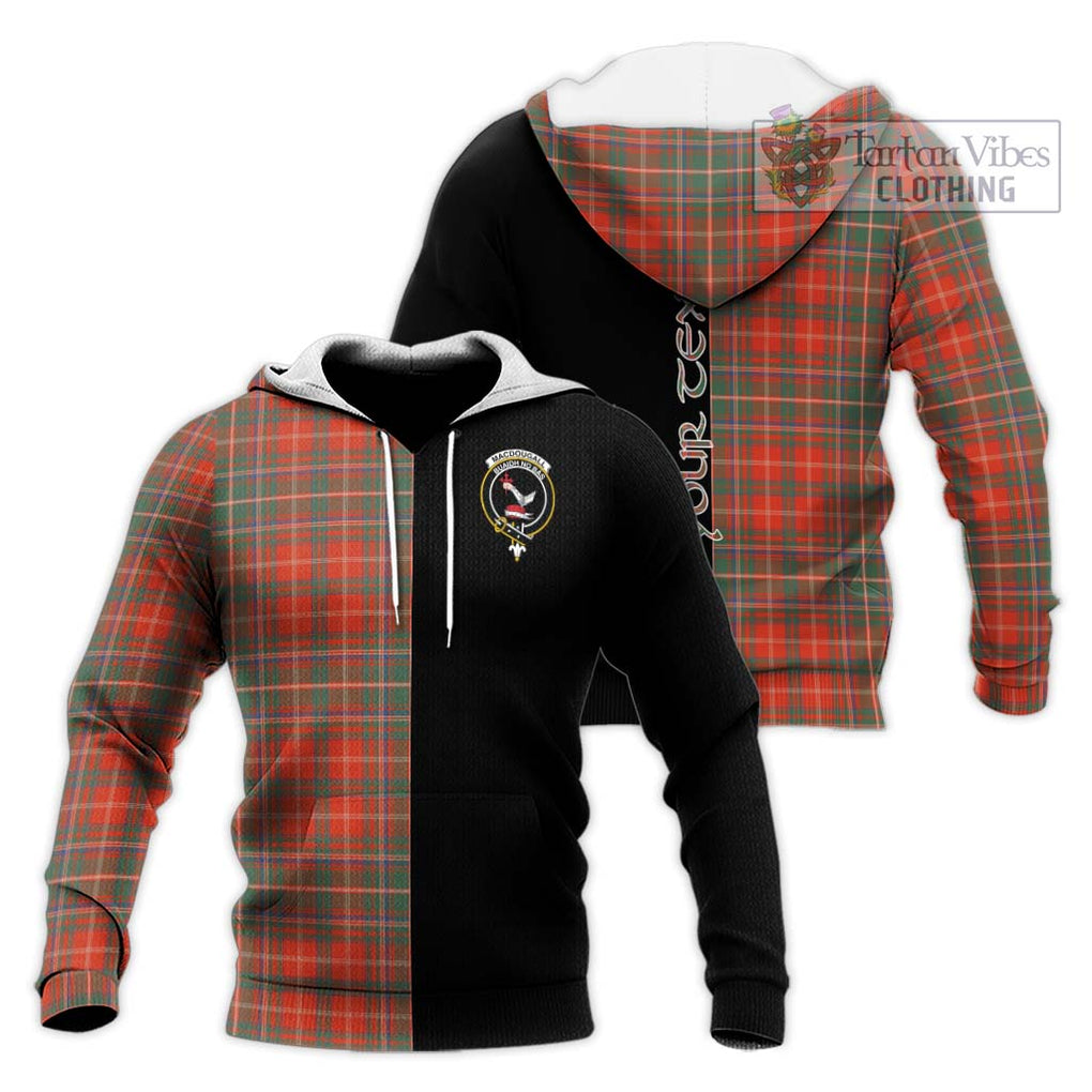 MacDougall Ancient Tartan Knitted Hoodie with Family Crest and Half Of Me Style Unisex Knitted Pullover Hoodie - Tartanvibesclothing Shop