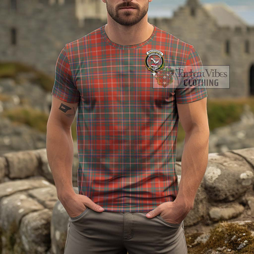 MacDougall Ancient Tartan Cotton T-Shirt with Family Crest Men's Shirt - Tartanvibesclothing Shop