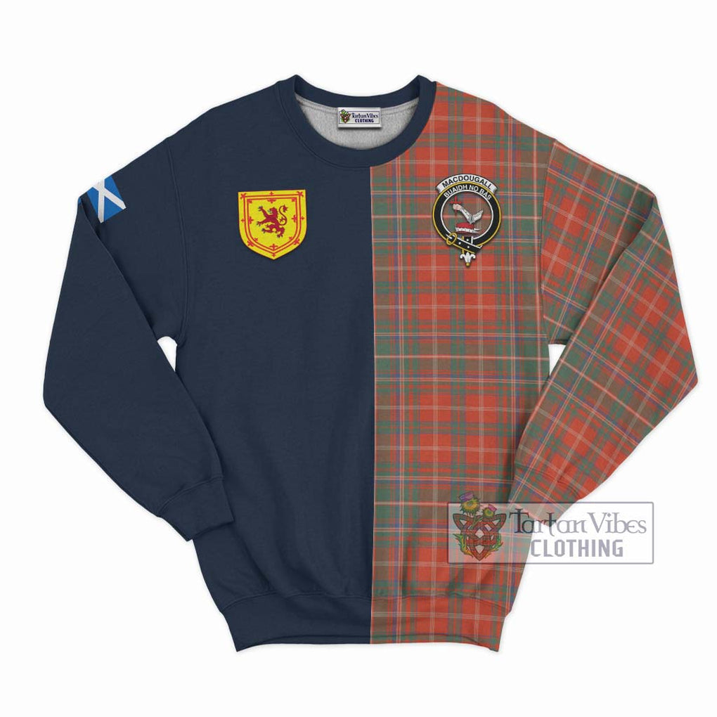 Tartan Vibes Clothing MacDougall Ancient Tartan Sweatshirt with Scottish Lion Royal Arm Half Style