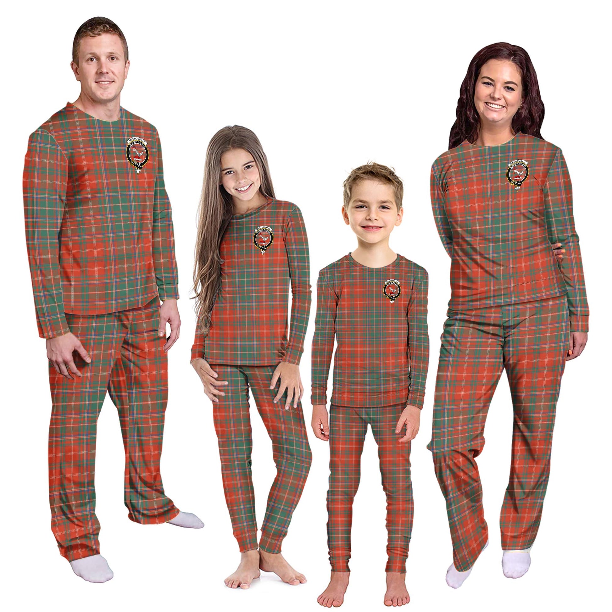 MacDougall Ancient Tartan Pajamas Family Set with Family Crest - Tartanvibesclothing