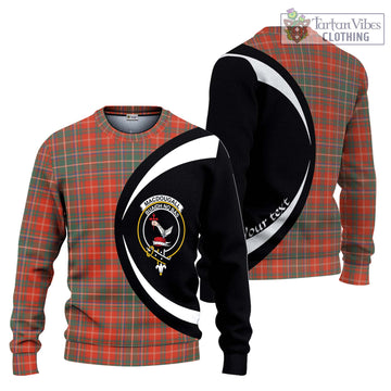 MacDougall Ancient Tartan Ugly Sweater with Family Crest Circle Style