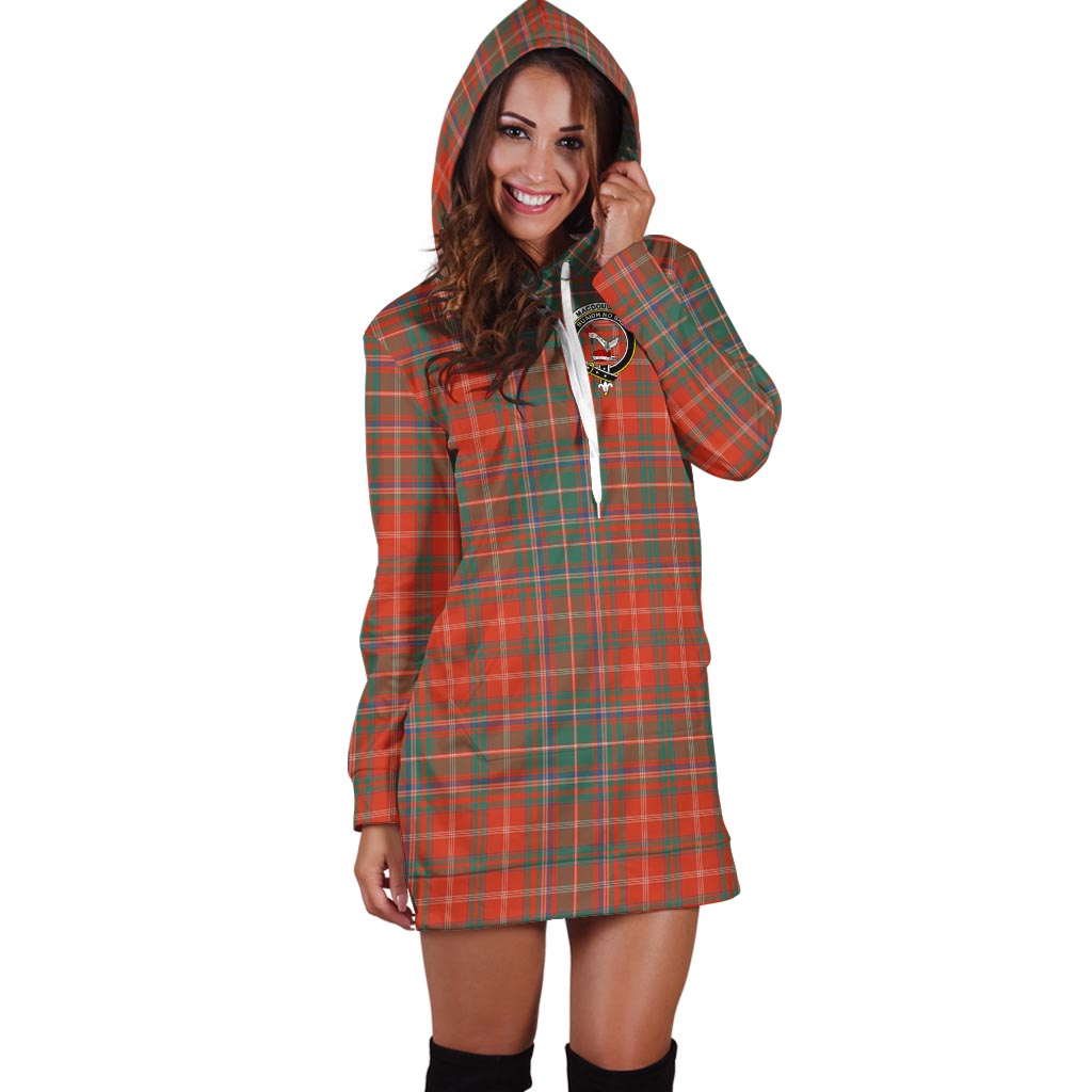 MacDougall Ancient Tartan Hoodie Dress with Family Crest - Tartan Vibes Clothing