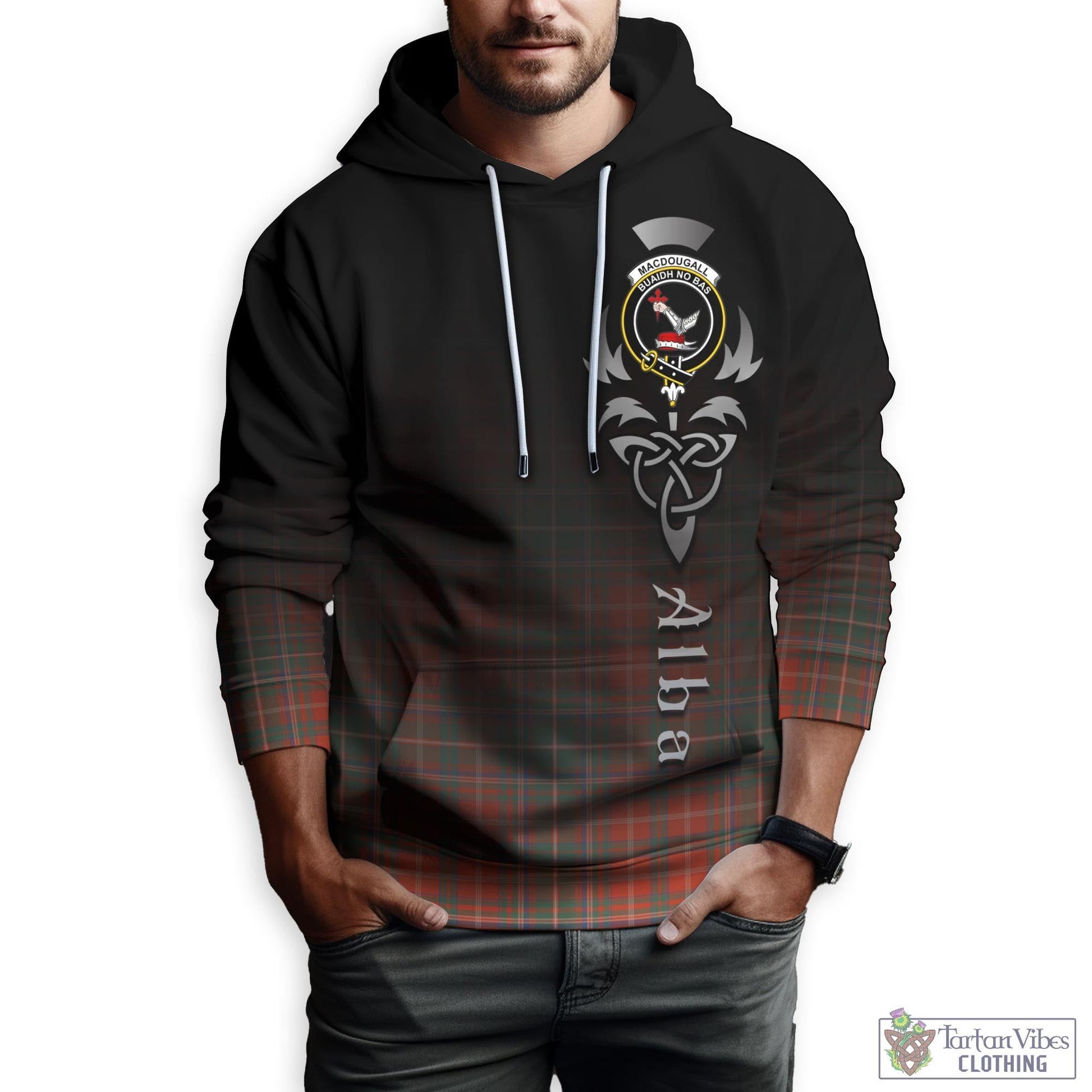 Tartan Vibes Clothing MacDougall Ancient Tartan Hoodie Featuring Alba Gu Brath Family Crest Celtic Inspired