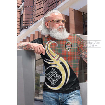 MacDougall Ancient Tartan Cotton T-shirt with Family Crest and Celtic Symbol Style