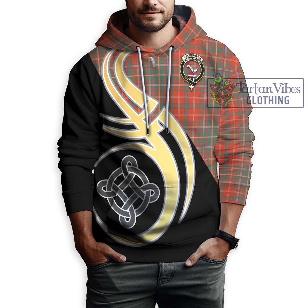 Tartan Vibes Clothing MacDougall Ancient Tartan Hoodie with Family Crest and Celtic Symbol Style