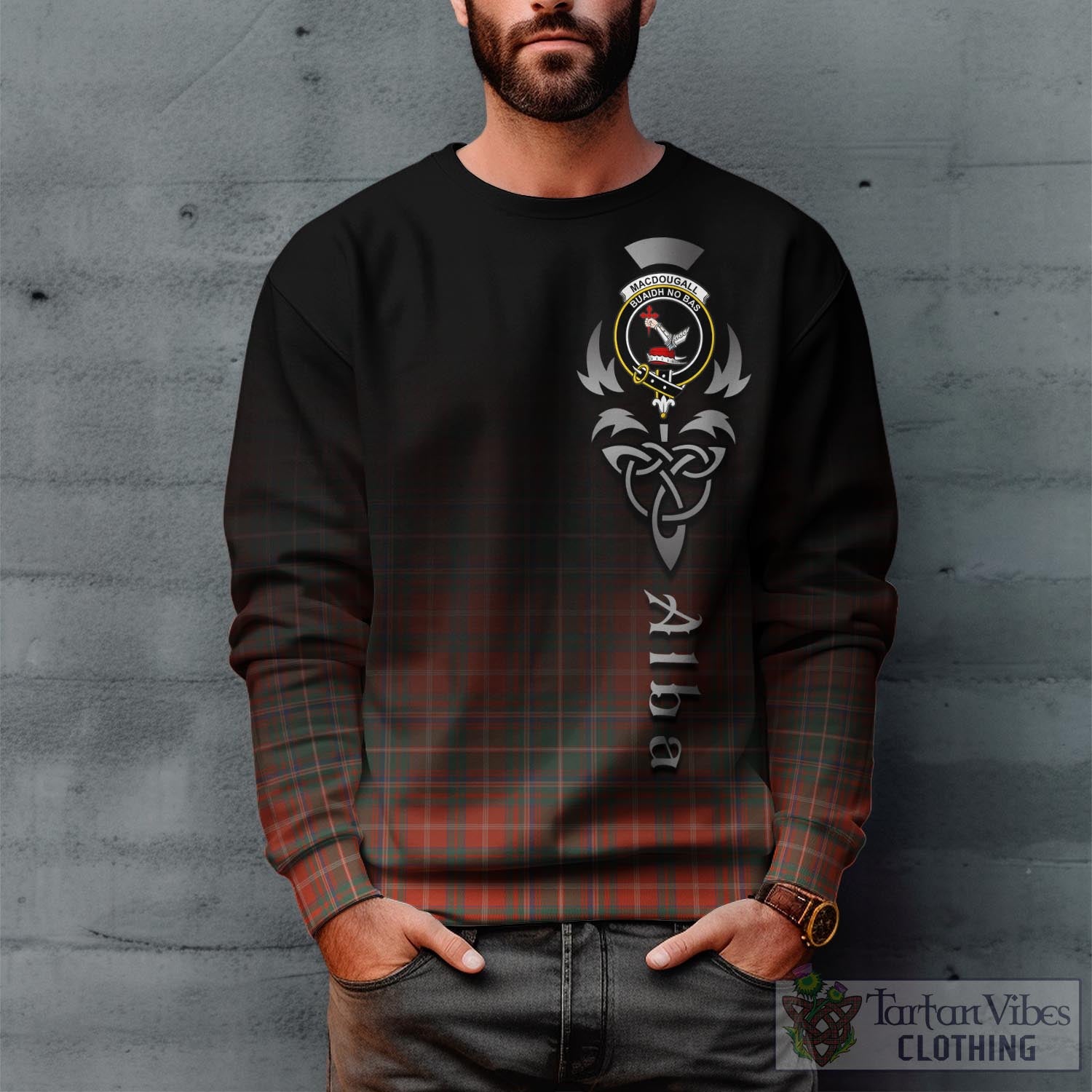 Tartan Vibes Clothing MacDougall Ancient Tartan Sweatshirt Featuring Alba Gu Brath Family Crest Celtic Inspired