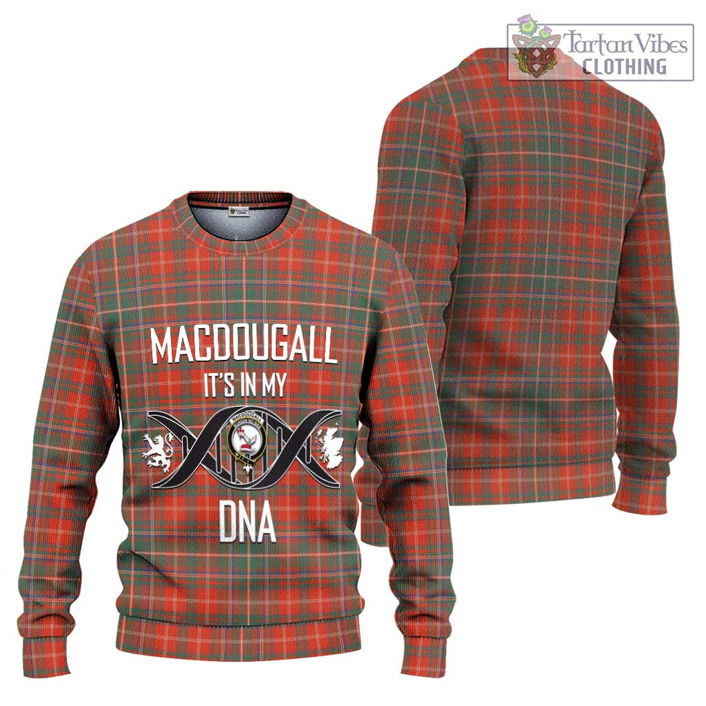 MacDougall Ancient Tartan Knitted Sweater with Family Crest DNA In Me Style Unisex - Tartanvibesclothing Shop