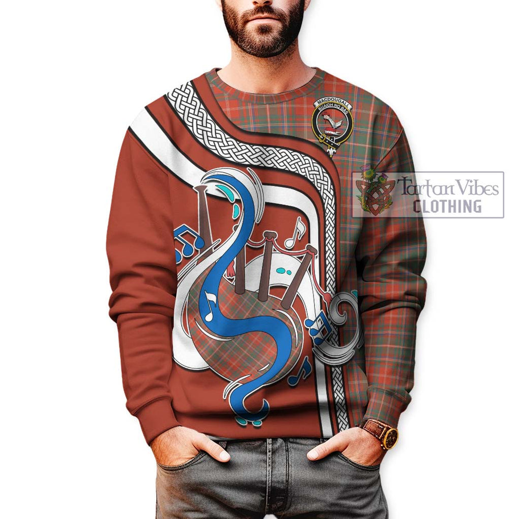 Tartan Vibes Clothing MacDougall Ancient Tartan Sweatshirt with Epic Bagpipe Style