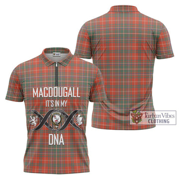 MacDougall Ancient Tartan Zipper Polo Shirt with Family Crest DNA In Me Style