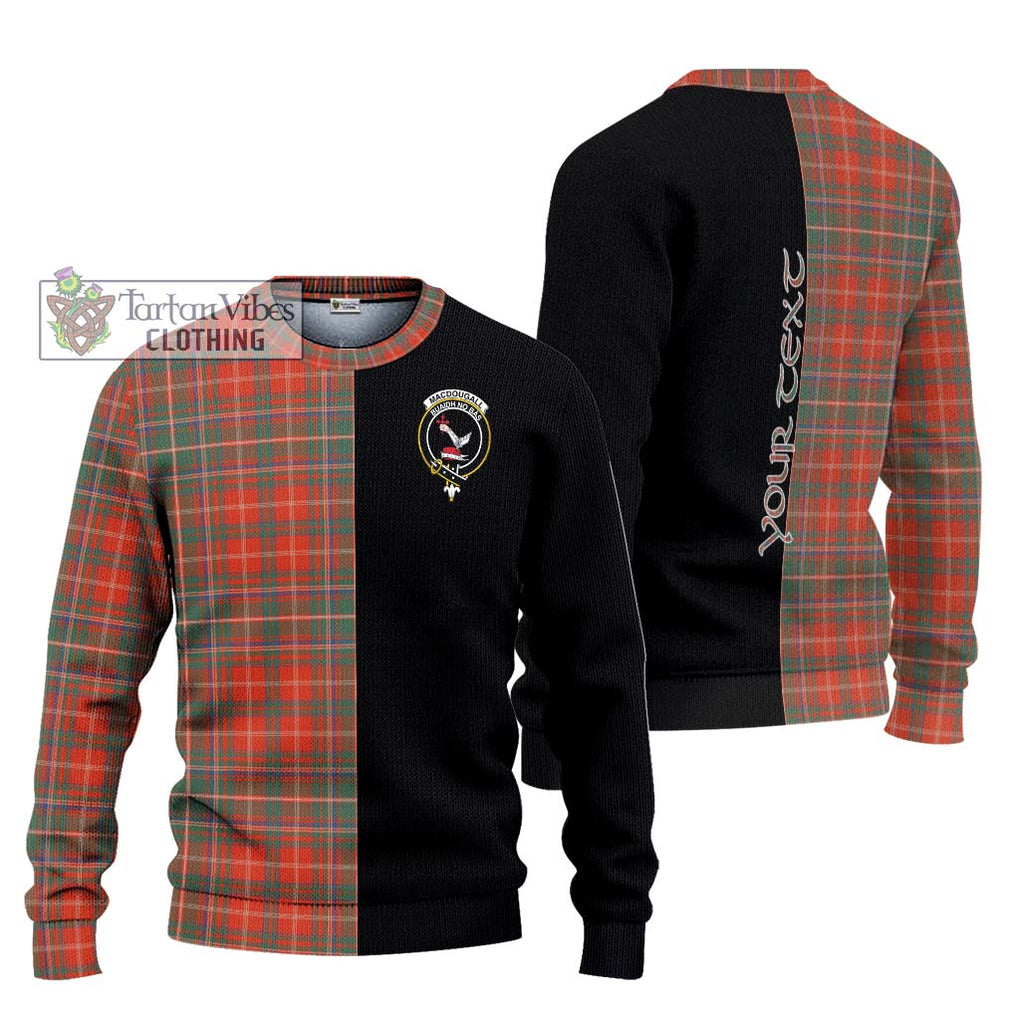 MacDougall Ancient Tartan Knitted Sweater with Family Crest and Half Of Me Style Unisex - Tartanvibesclothing Shop