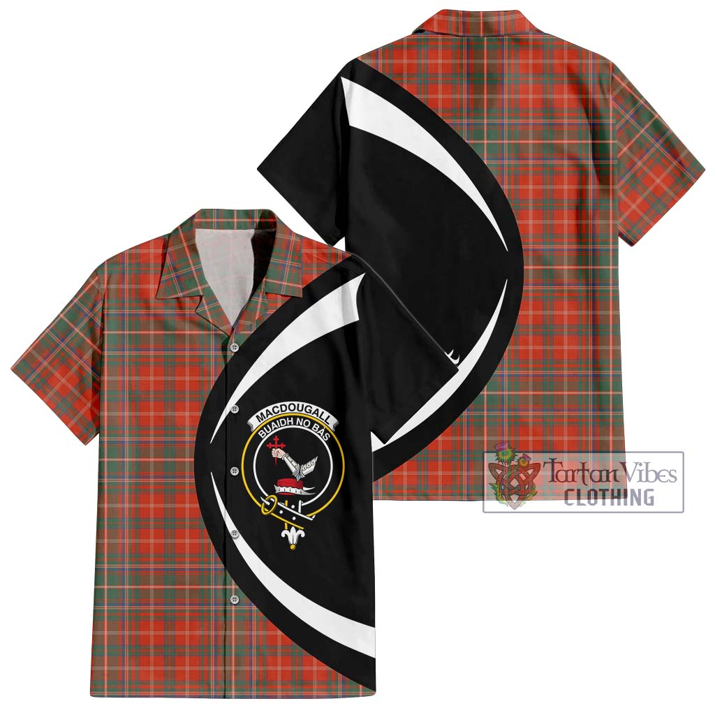 MacDougall Ancient Tartan Short Sleeve Button Up with Family Crest Circle Style Kid - Tartan Vibes Clothing