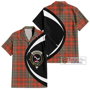 MacDougall Ancient Tartan Short Sleeve Button Up with Family Crest Circle Style