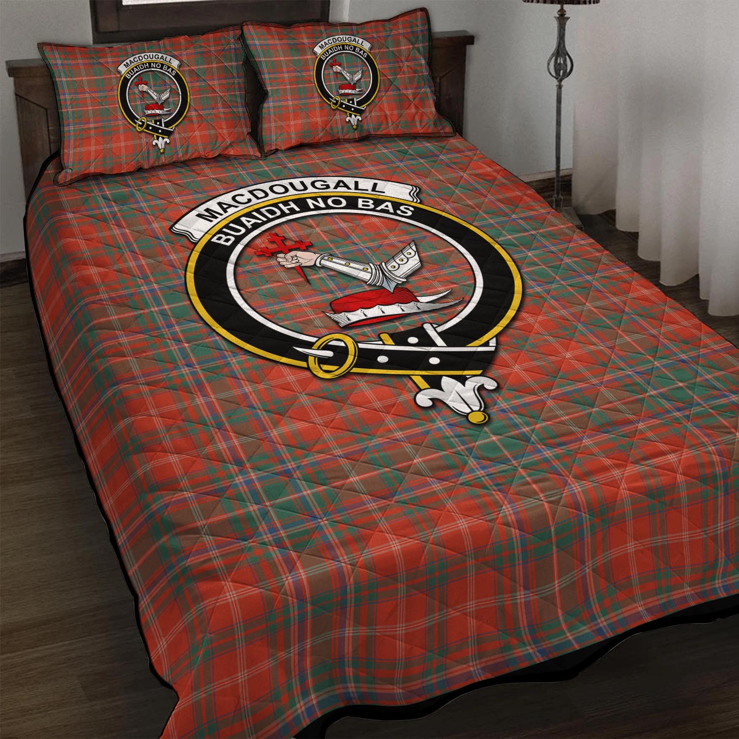 MacDougall Ancient Tartan Quilt Bed Set with Family Crest - Tartan Vibes Clothing