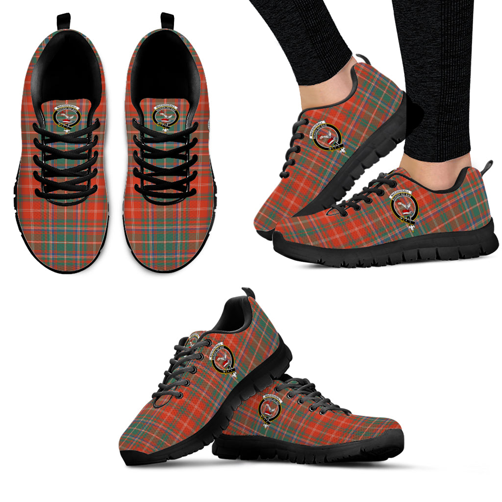 MacDougall Ancient Tartan Sneakers with Family Crest - Tartan Vibes Clothing