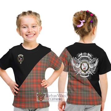 MacDougall Ancient Tartan Kid T-Shirt with Family Crest and Military Logo Style