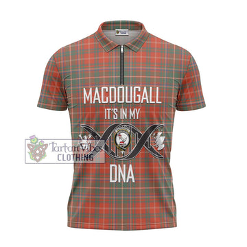 MacDougall Ancient Tartan Zipper Polo Shirt with Family Crest DNA In Me Style