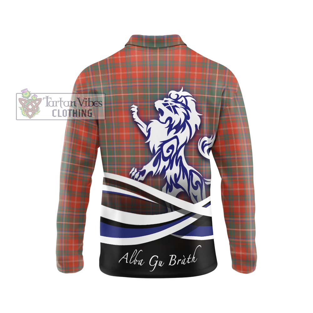 MacDougall Ancient Tartan Long Sleeve Polo Shirt with Alba Gu Brath Regal Lion Emblem - Tartanvibesclothing Shop