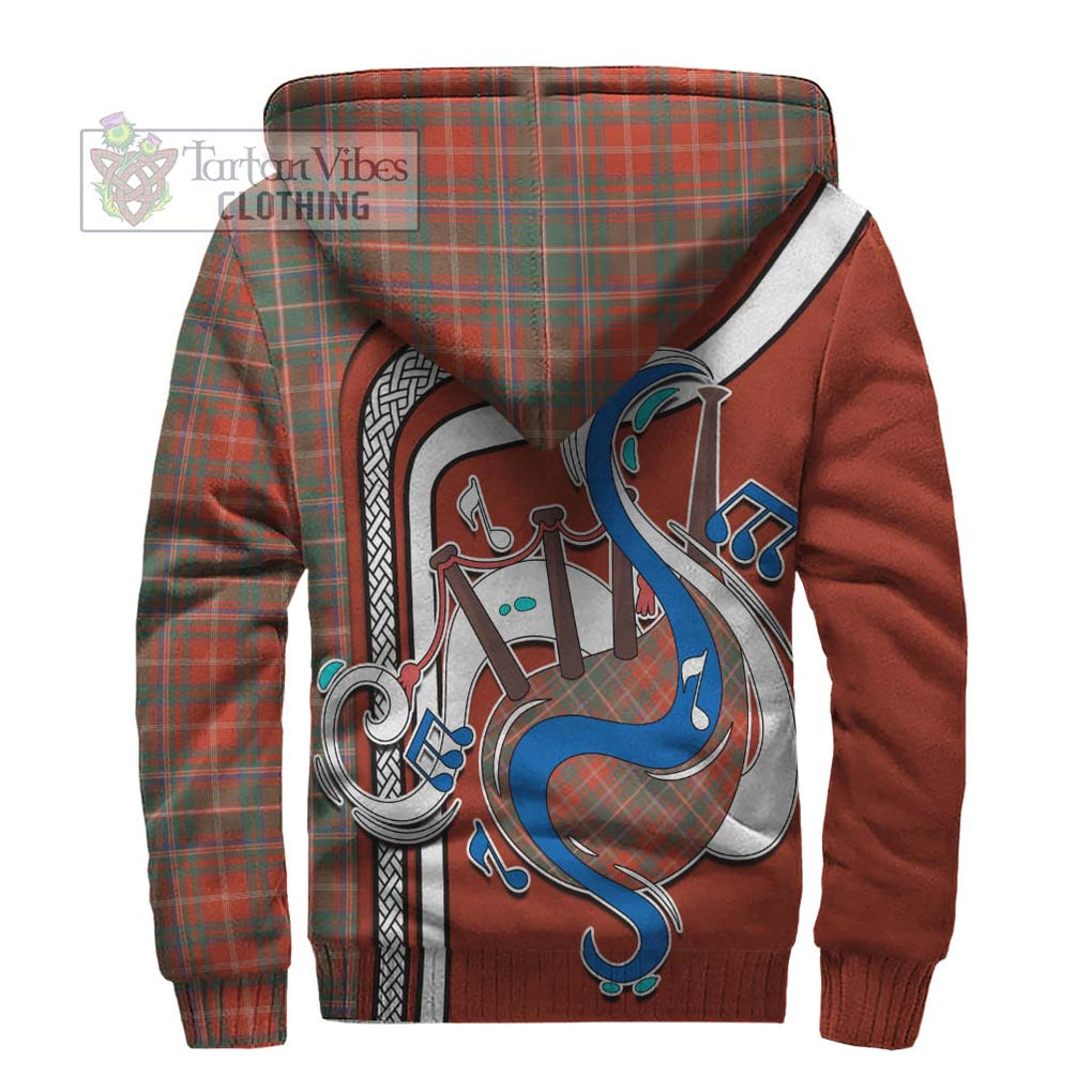 MacDougall Ancient Tartan Sherpa Hoodie with Epic Bagpipe Style - Tartanvibesclothing Shop