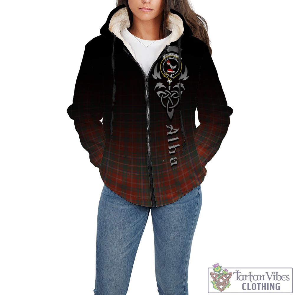 Tartan Vibes Clothing MacDougall Ancient Tartan Sherpa Hoodie Featuring Alba Gu Brath Family Crest Celtic Inspired