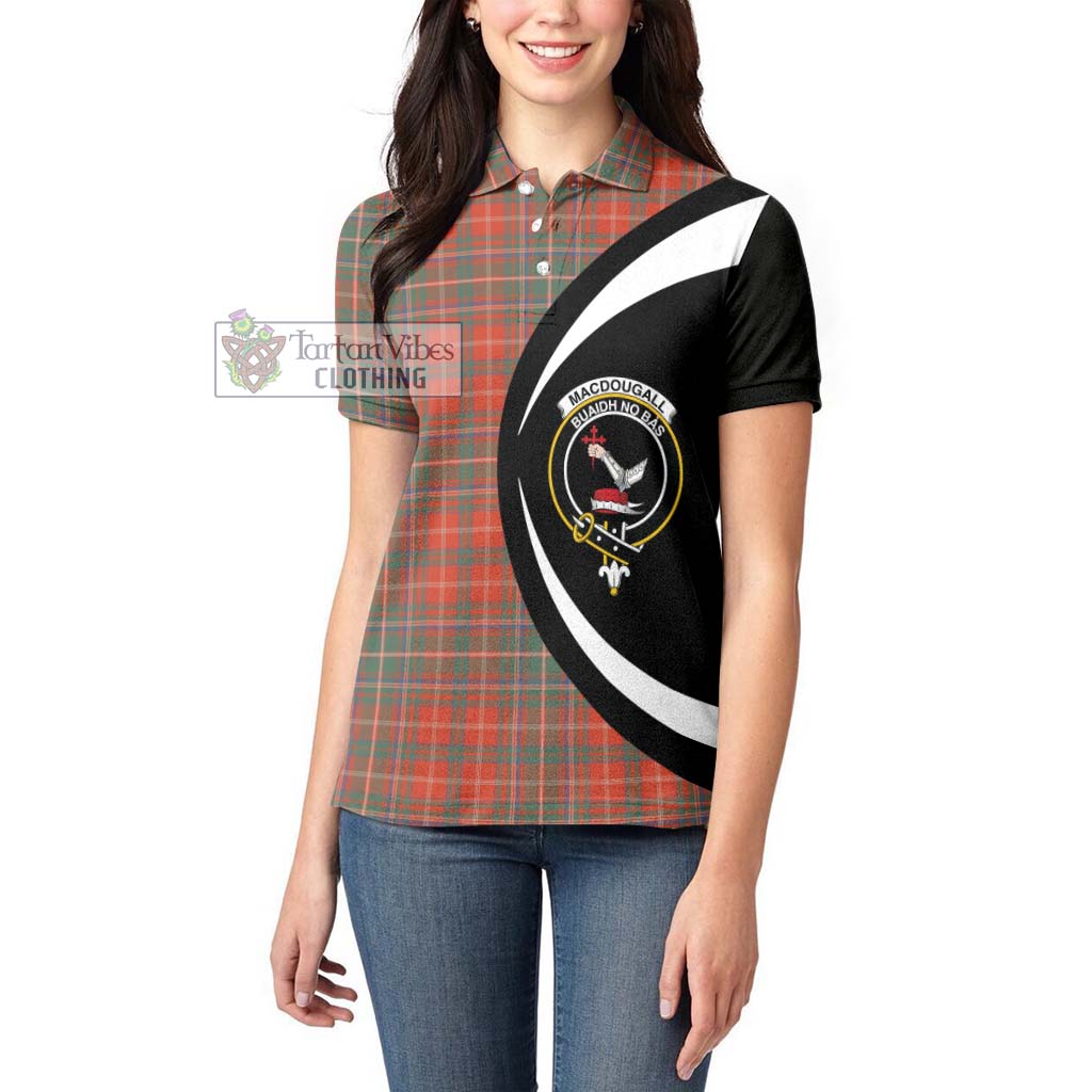 MacDougall Ancient Tartan Women's Polo Shirt with Family Crest Circle Style - Tartan Vibes Clothing