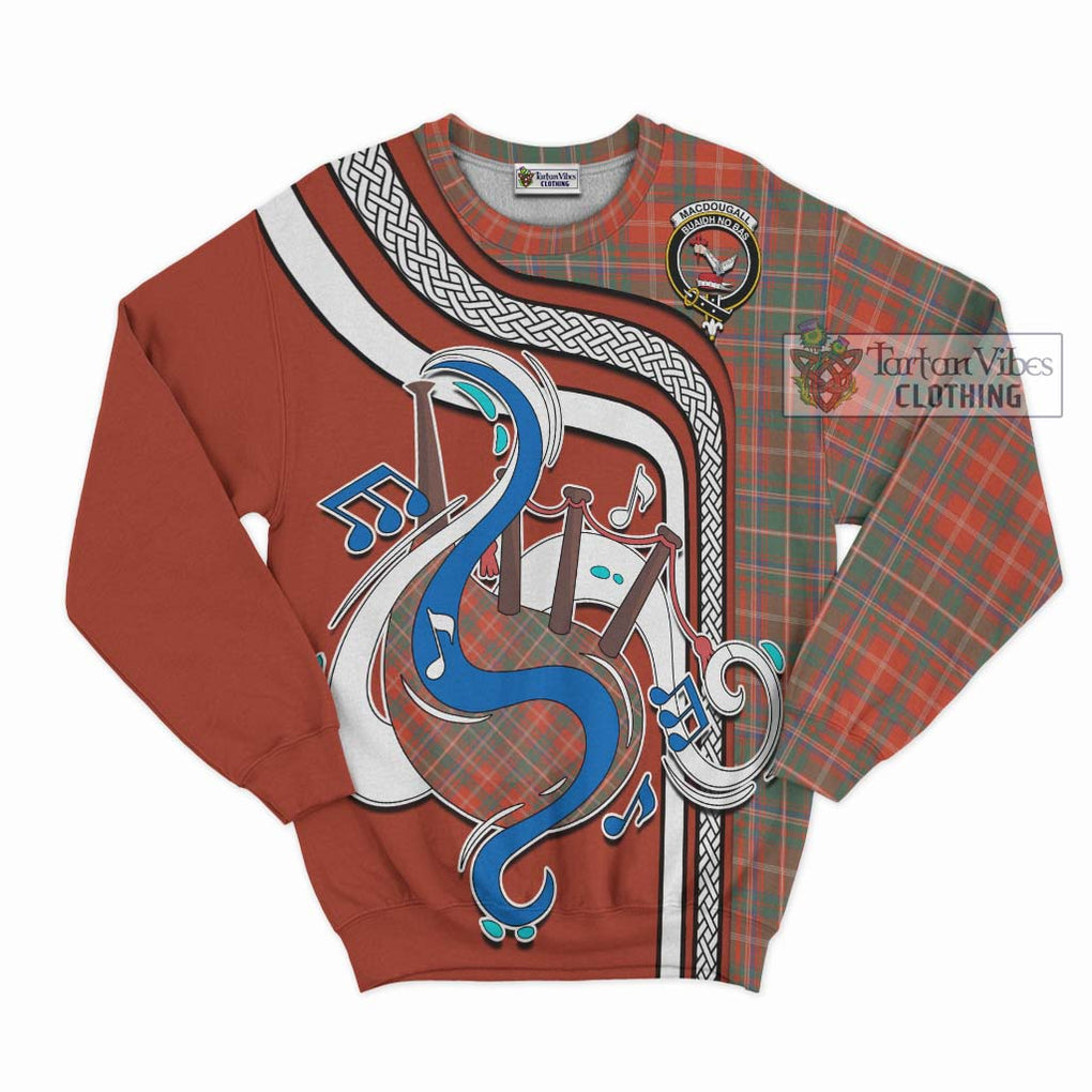 Tartan Vibes Clothing MacDougall Ancient Tartan Sweatshirt with Epic Bagpipe Style